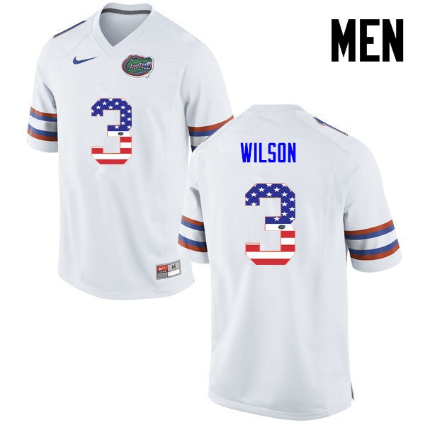 Florida Gators Men #3 Marco Wilson College Football USA Flag Fashion White